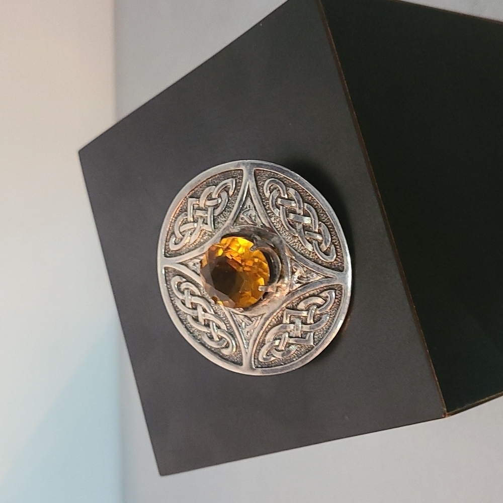 Topaz Artisan Gothic Silver Tone Brooch